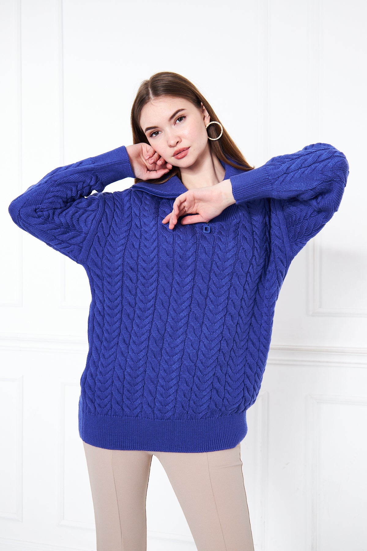 Volia Zipper Cable Sweater