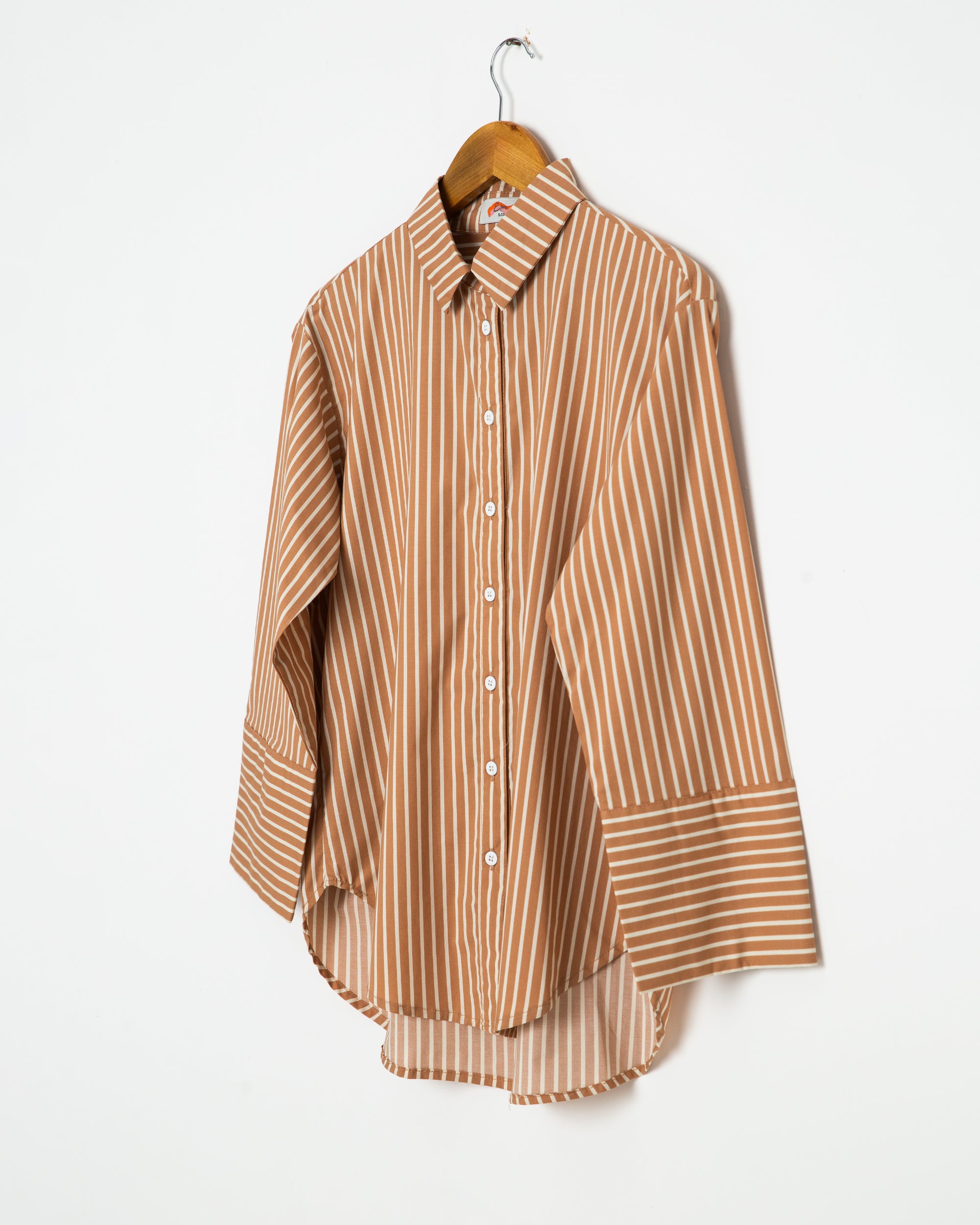 Brown & White Button Up