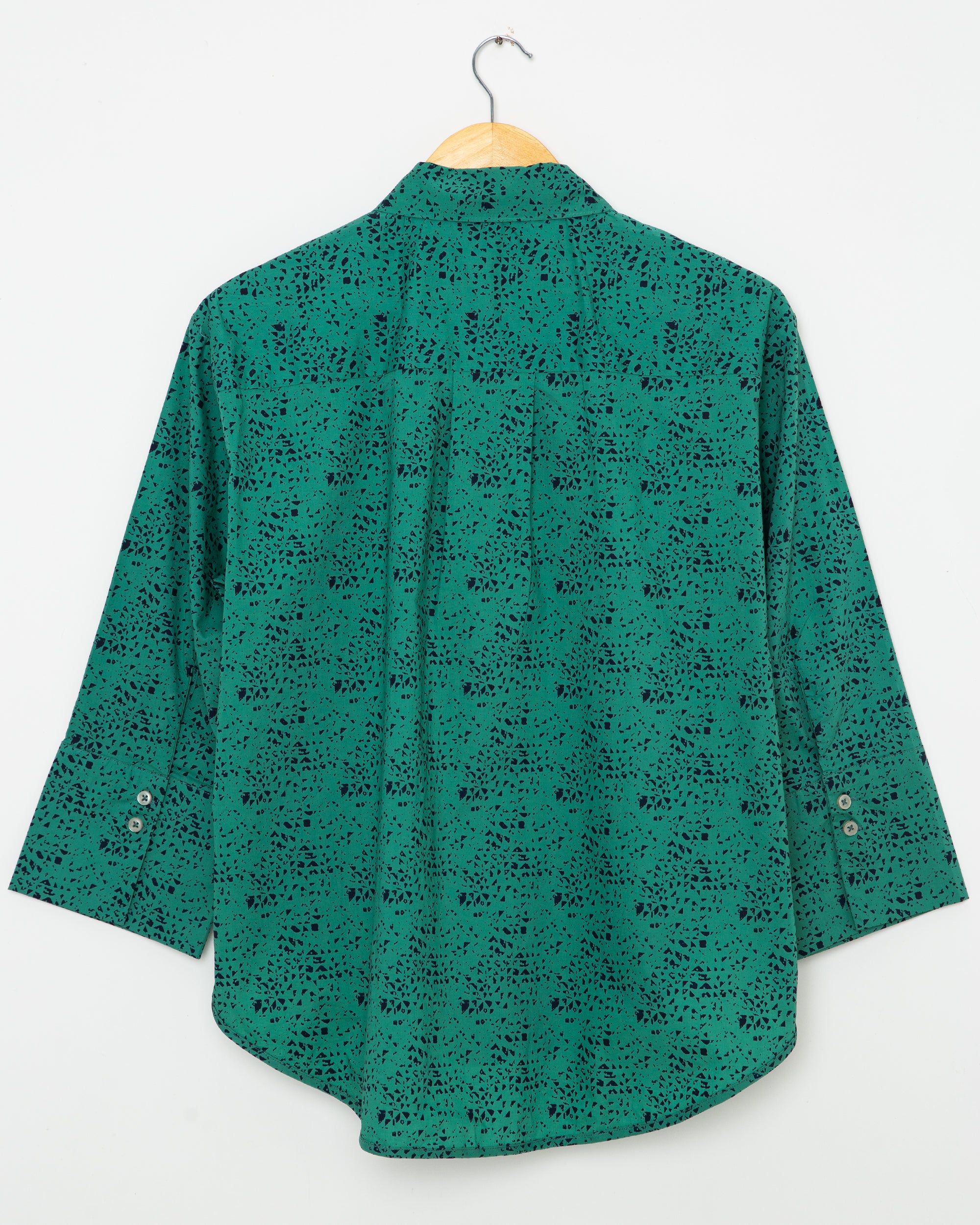 Green Printed Button Up