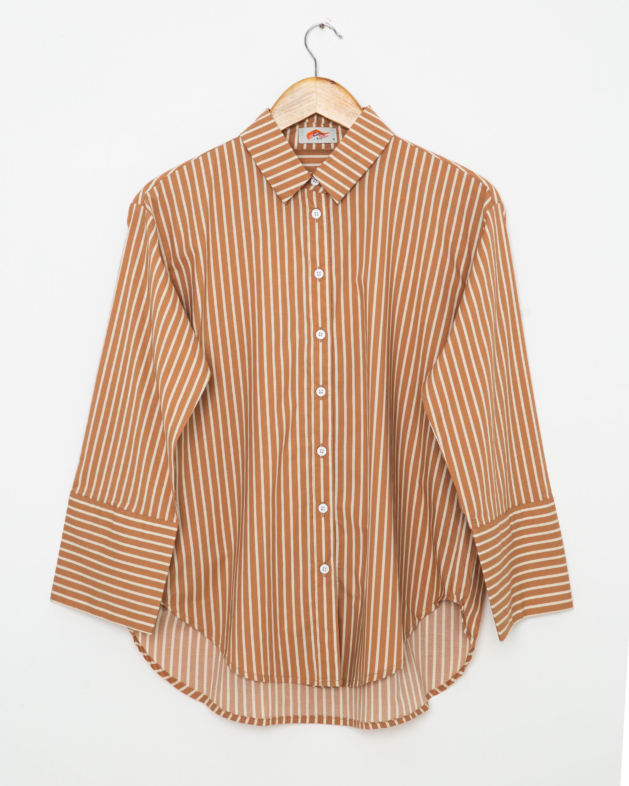 Brown & White Button Up