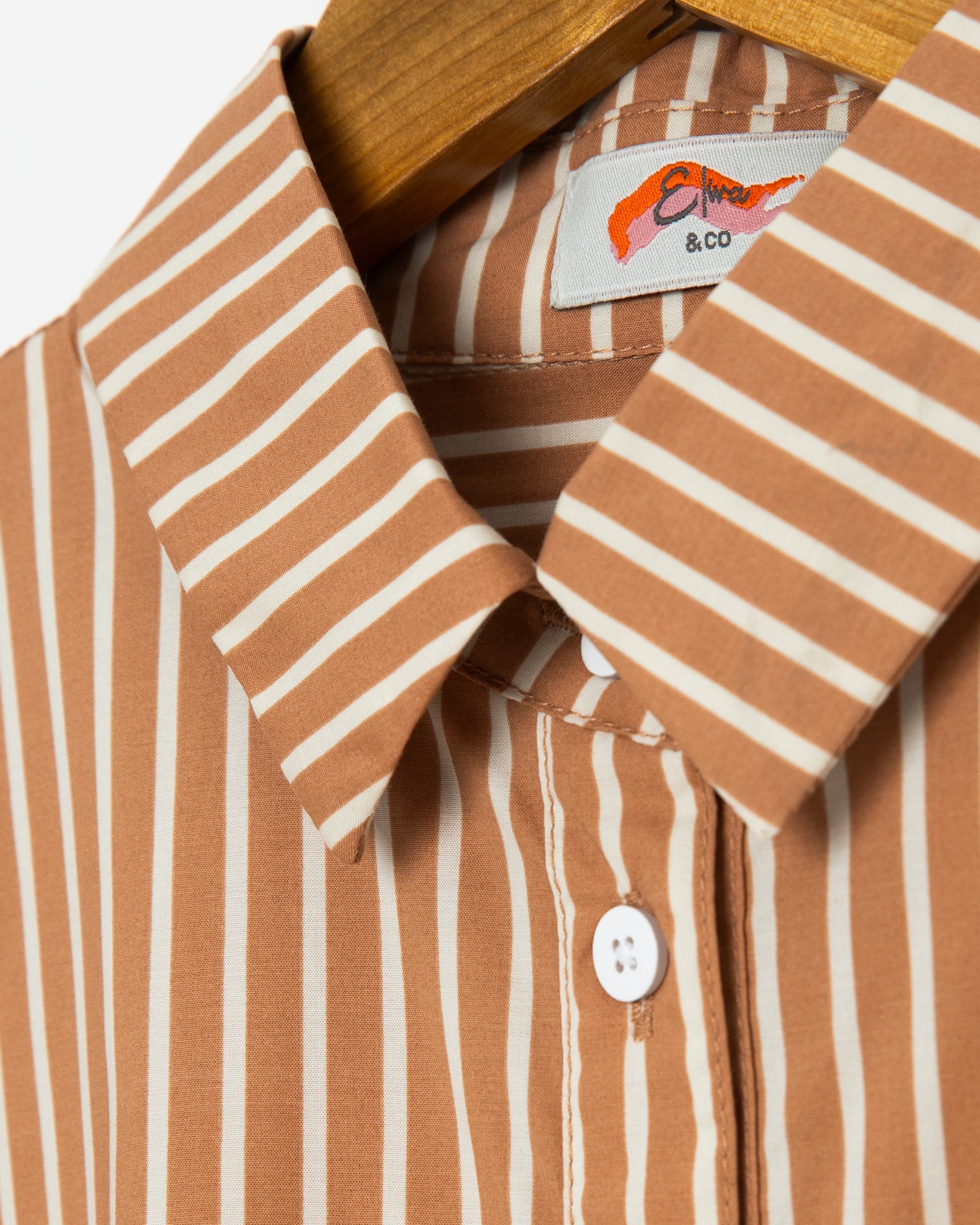 Brown & White Button Up