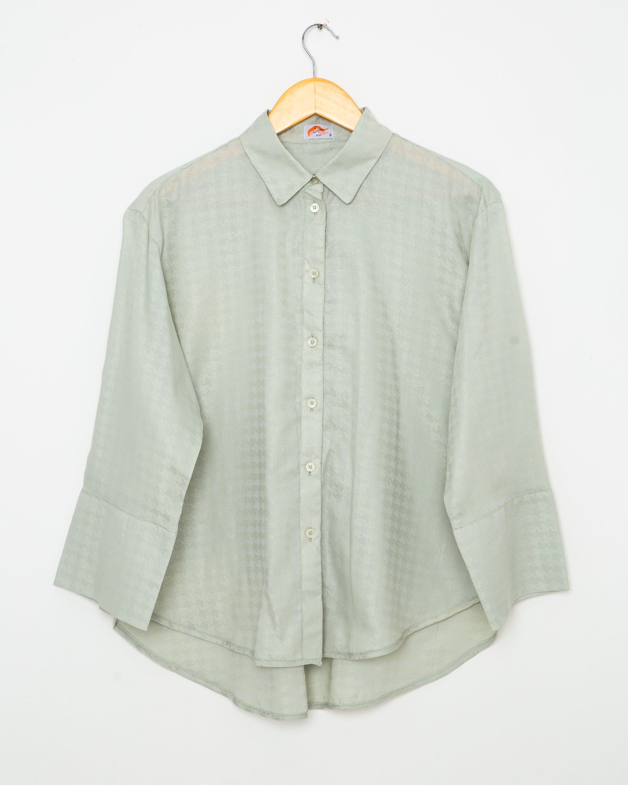 Lime Self Textured Button Up