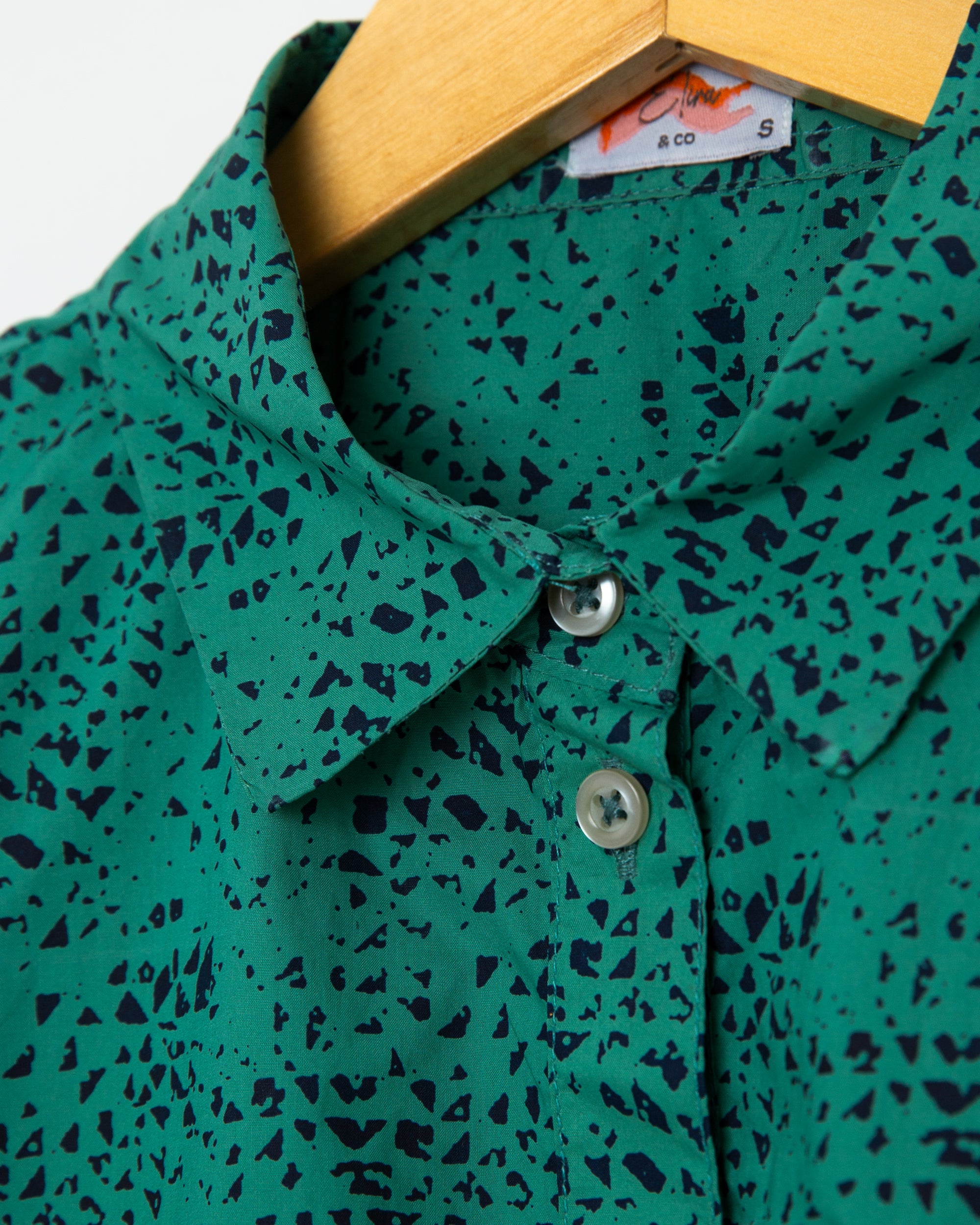 Green Printed Button Up