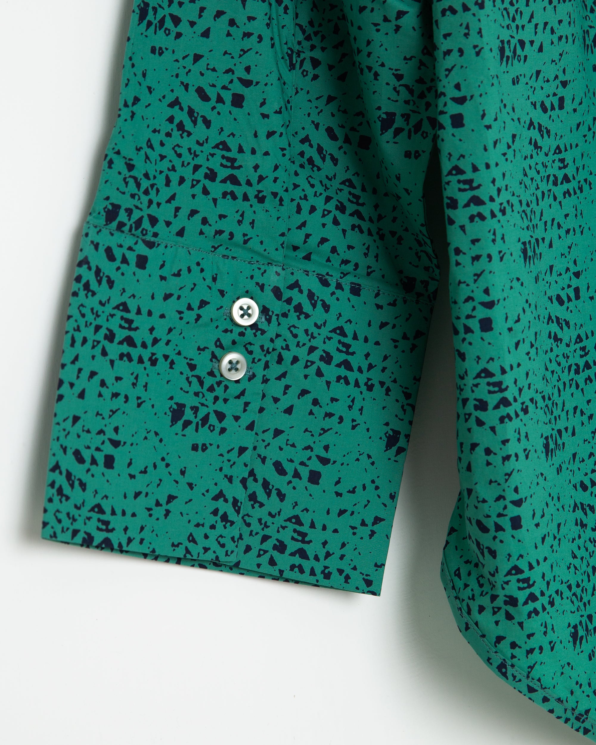 Green Printed Button Up