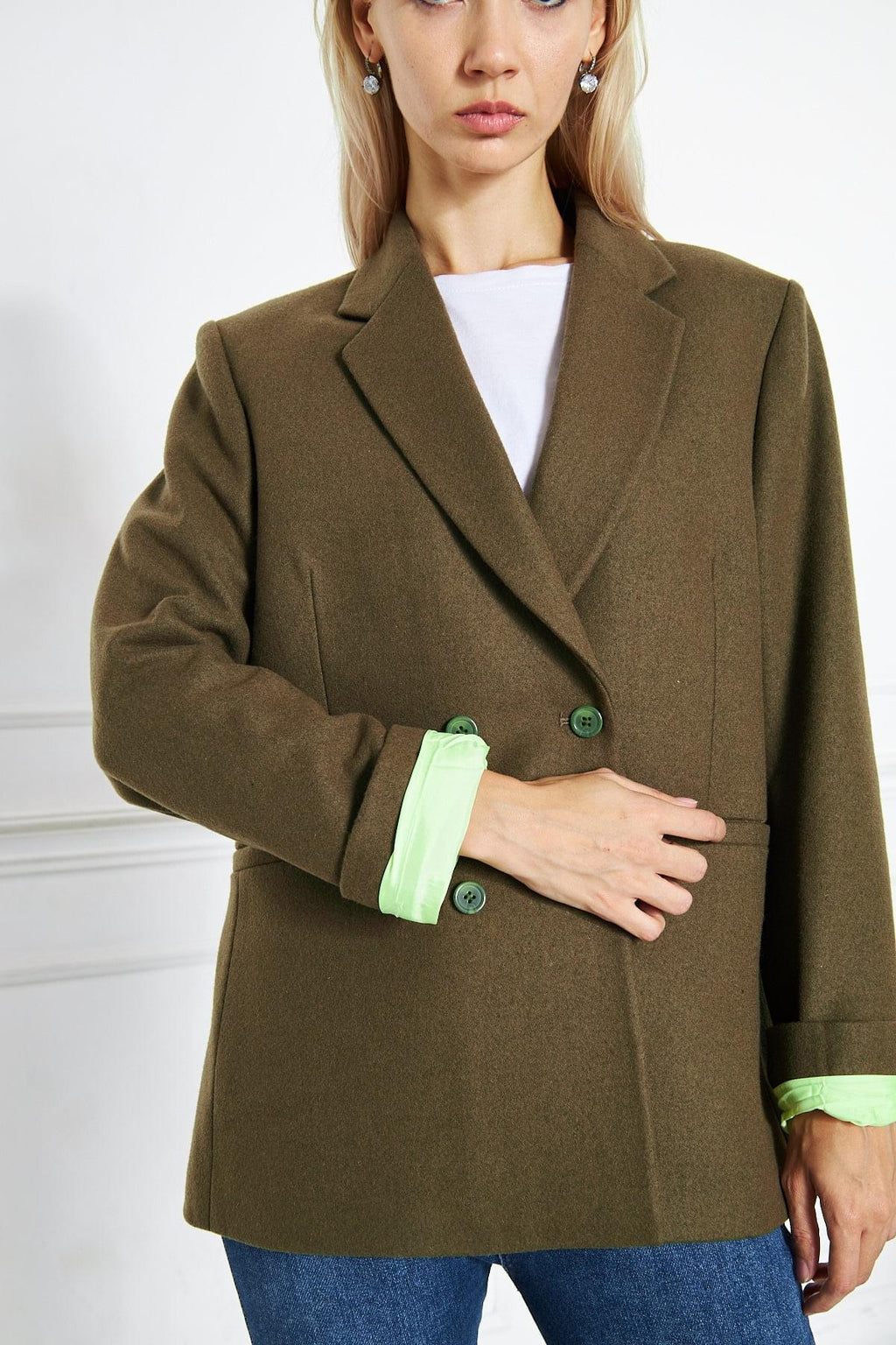 Cleo Double Breast Blazer Olive