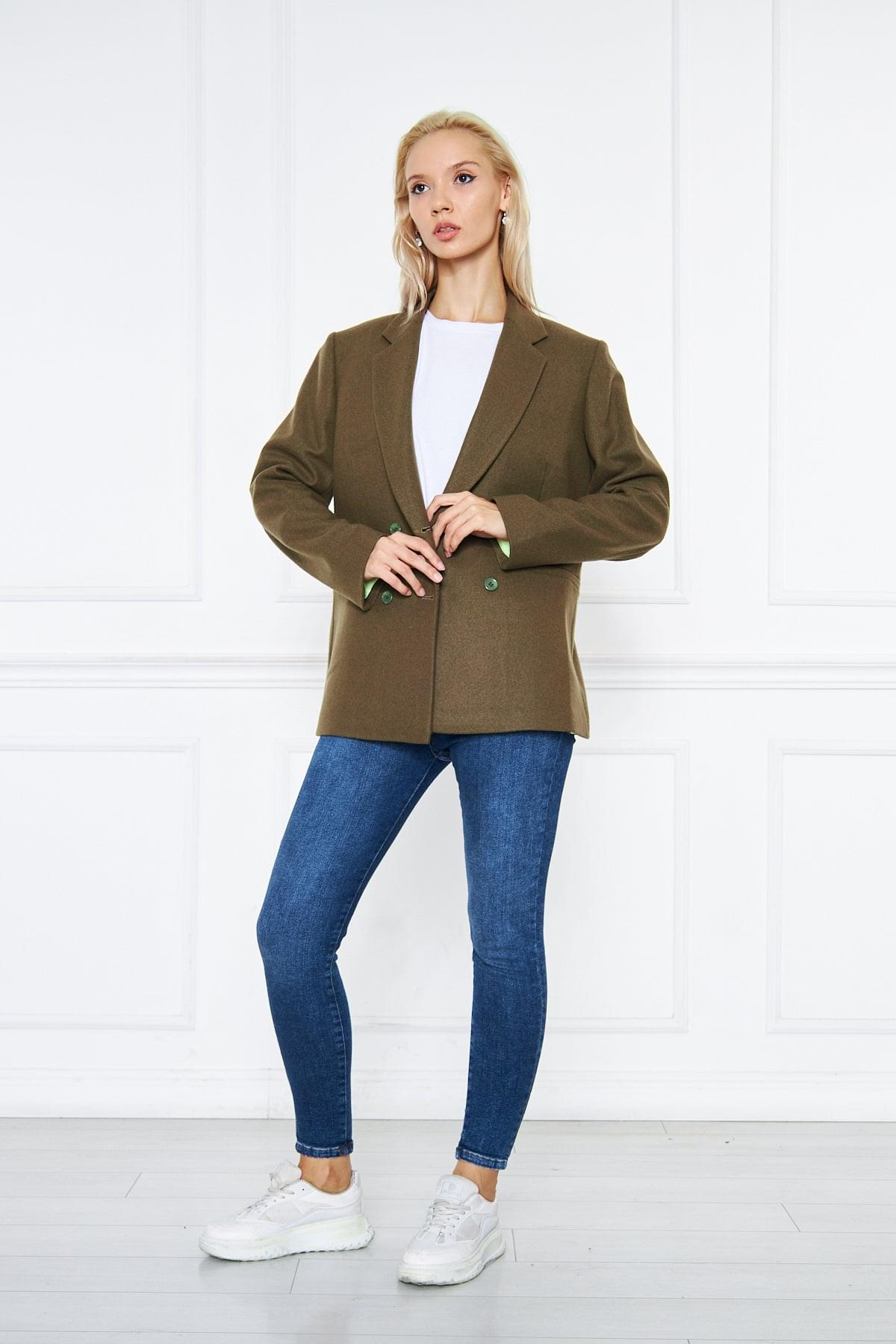 Cleo Double Breast Blazer Olive